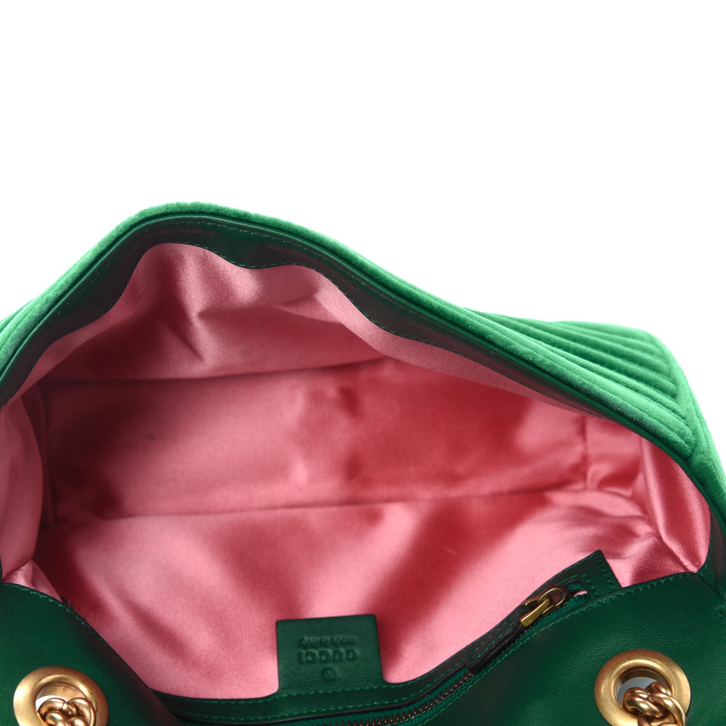 Velvet Matelasse Small GG Marmont Shoulder Bag Emerald