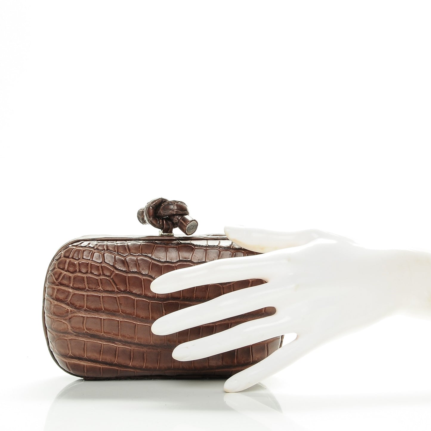 Crocodile Knot Clutch Brown