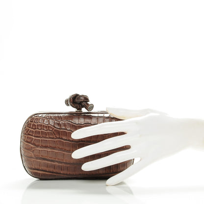 Bottega Veneta Crocodile Knot Clutch Brown 2 of 6