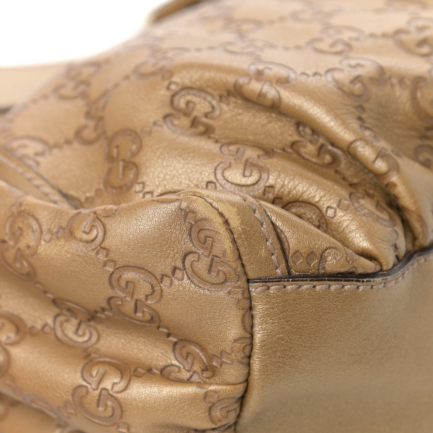 Metallic Guccissima Medium D Gold Hobo Gold