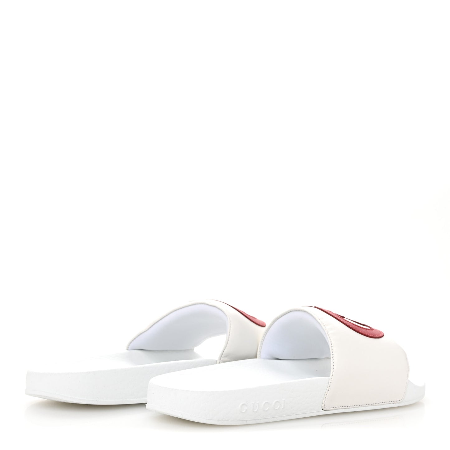 Nappa Miro Soft Calfskin Womens Interlocking G Slide Sandals 39 Great White Hibiscus Red