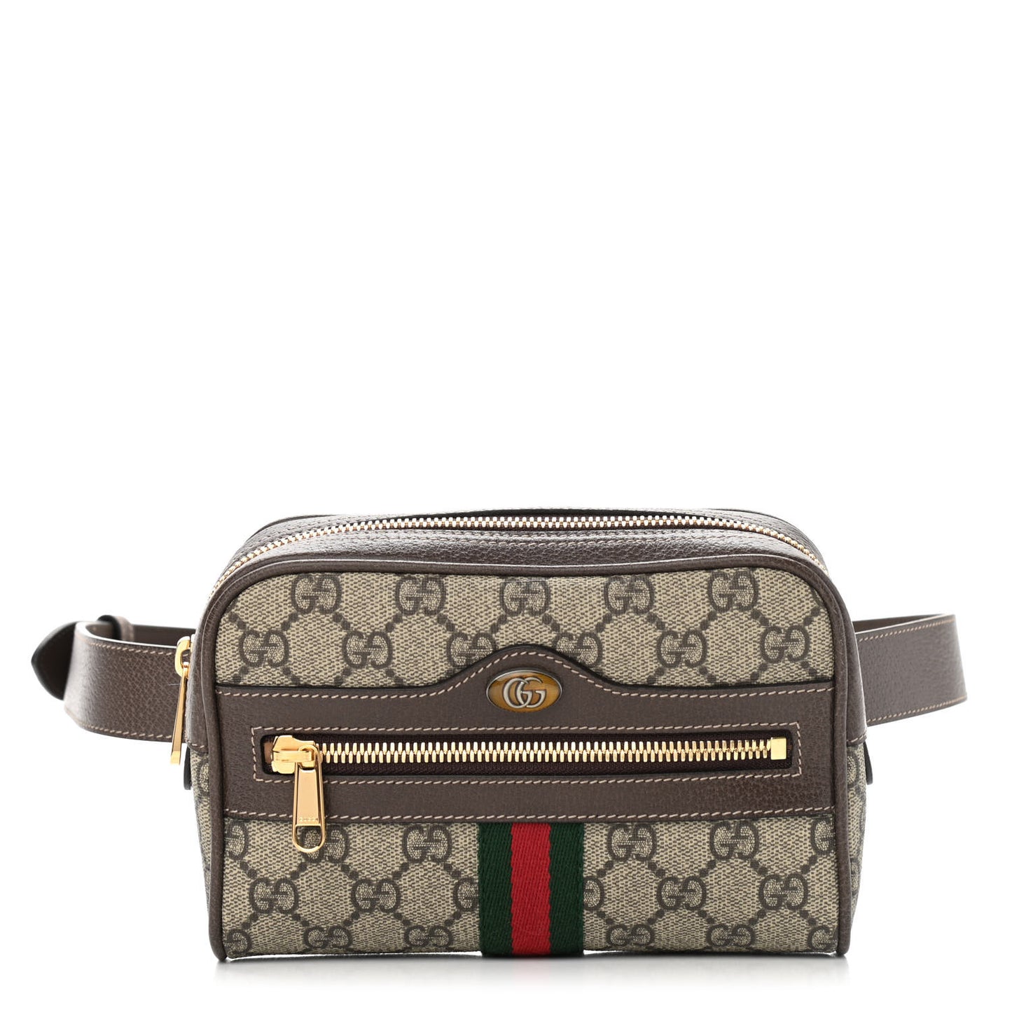 GG Supreme Monogram Web Small Ophidia Belt Bag 85 34 Dark Brown