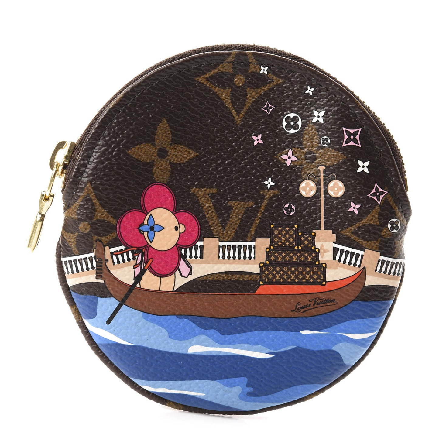 Monogram 2019 Christmas Animation Round Coin Purse Blue