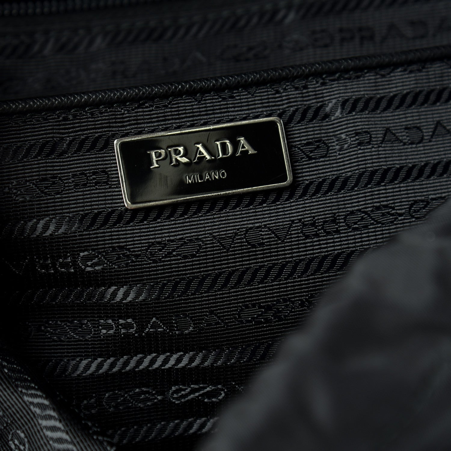 Prada Nylon Vela Saffiano Medium Cinch Backpack Black 8 of 9