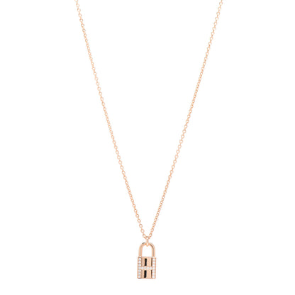 Hermes 18K Rose Gold Diamond Amulettes Cadenas Pendant Necklace 1 of 5
