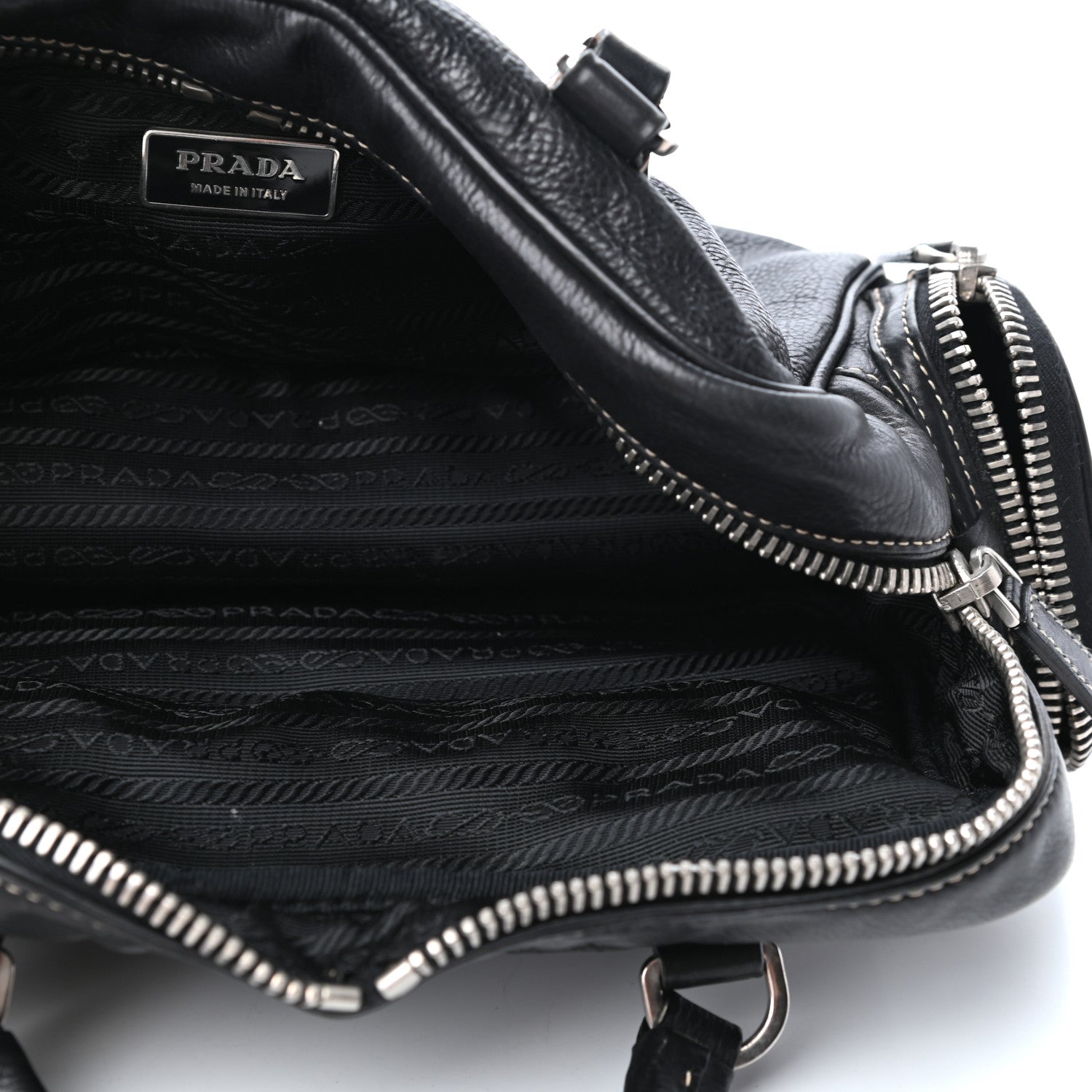 Prada Vitello Daino Satchel Black 6 of 10