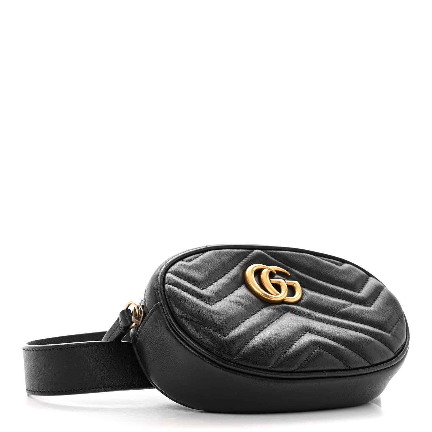 Gucci Calfskin Matelasse GG Marmont Belt Bag 65 26 Black 4 of 11