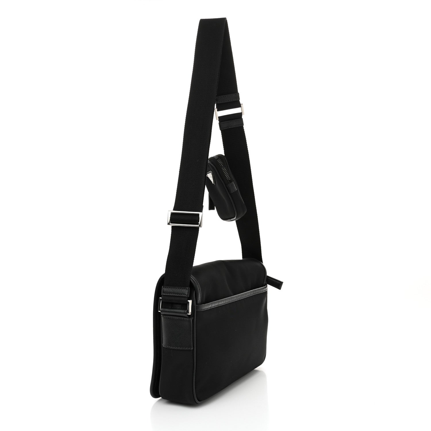 Prada Re-Nylon Tessuto Saffiano Pocket Flap Messenger Bag Black 3 of 9