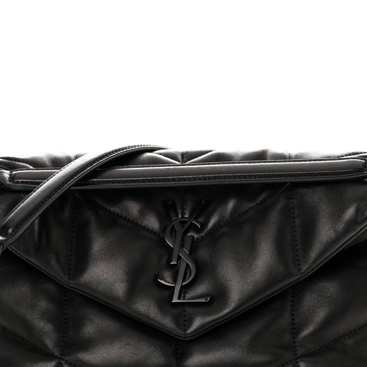 Lambskin Quilted Monogram Monochrome Small Loulou Puffer Chain Satchel Black