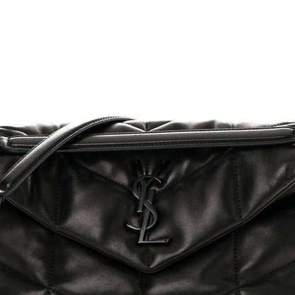 Saint Laurent Lambskin Quilted Monogram Monochrome Small Loulou Puffer Chain Satchel Black 9 of 11