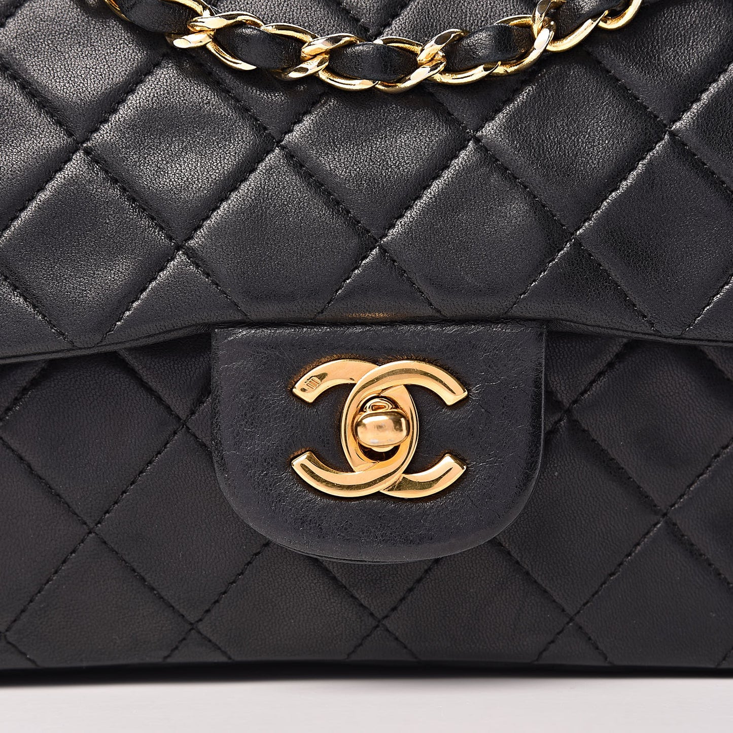 Lambskin Quilted Small Double Flap Black