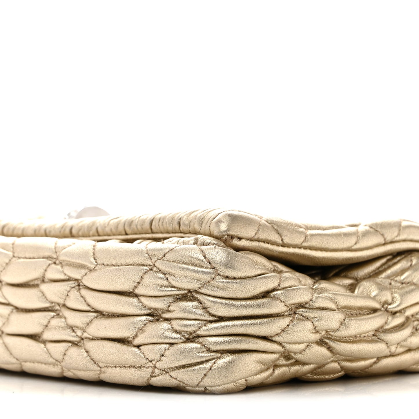 Metallic Nappa Matelasse Crystal Flap Clutch Gold
