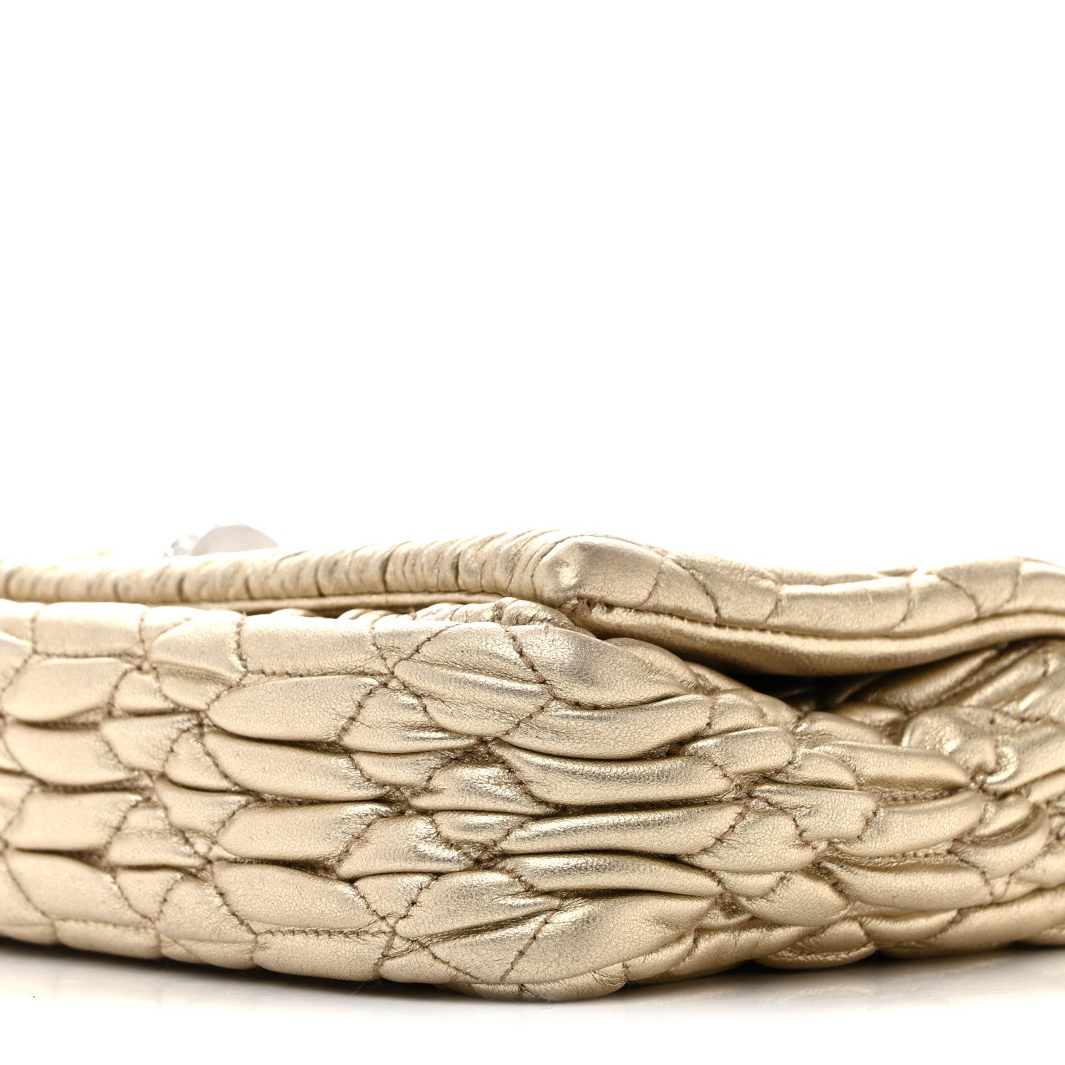 Miu Miu Metallic Nappa Matelasse Crystal Flap Clutch Gold 10 of 15
