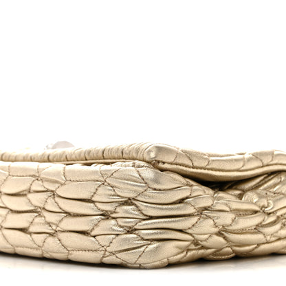 Miu Miu Metallic Nappa Matelasse Crystal Flap Clutch Gold 10 of 15
