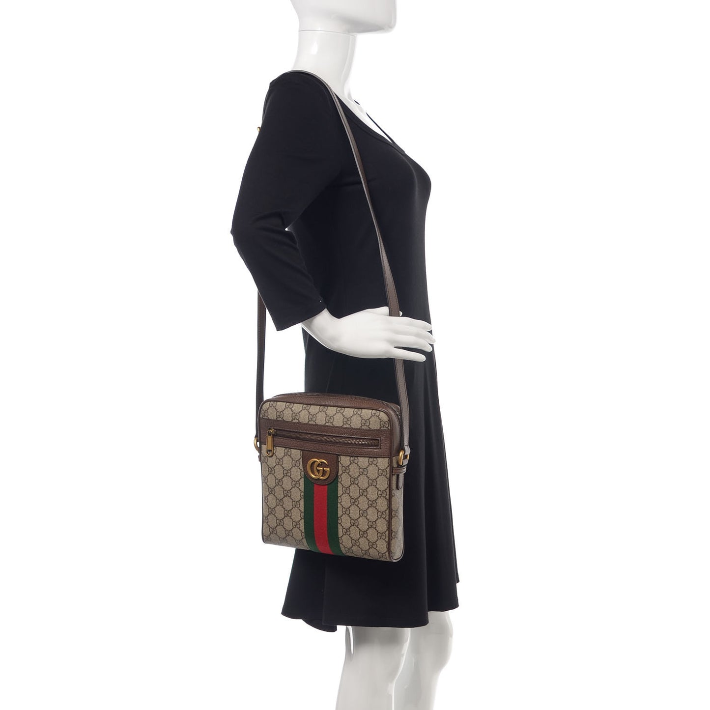 GG Supreme Monogram Web Small Ophidia Messenger Bag Brown