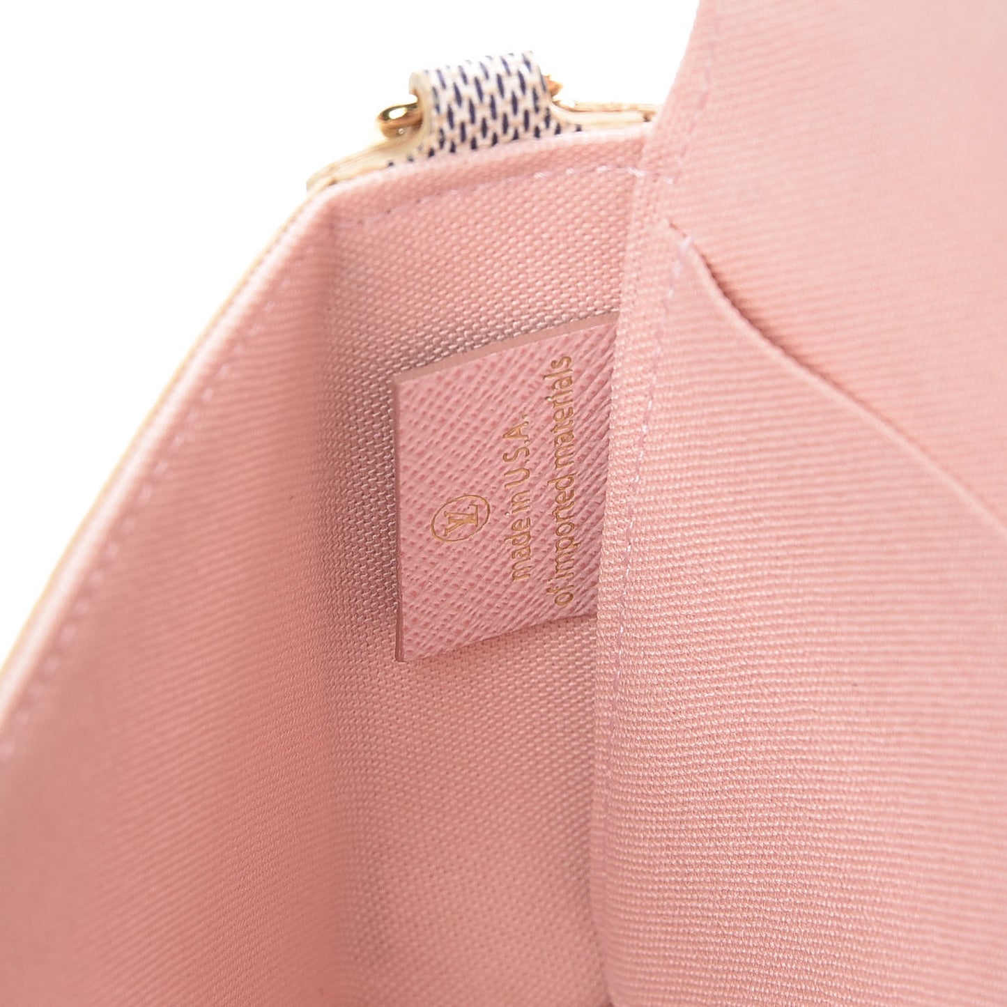 Damier Azur Pochette Felicie Chain Wallet Rose Ballerine