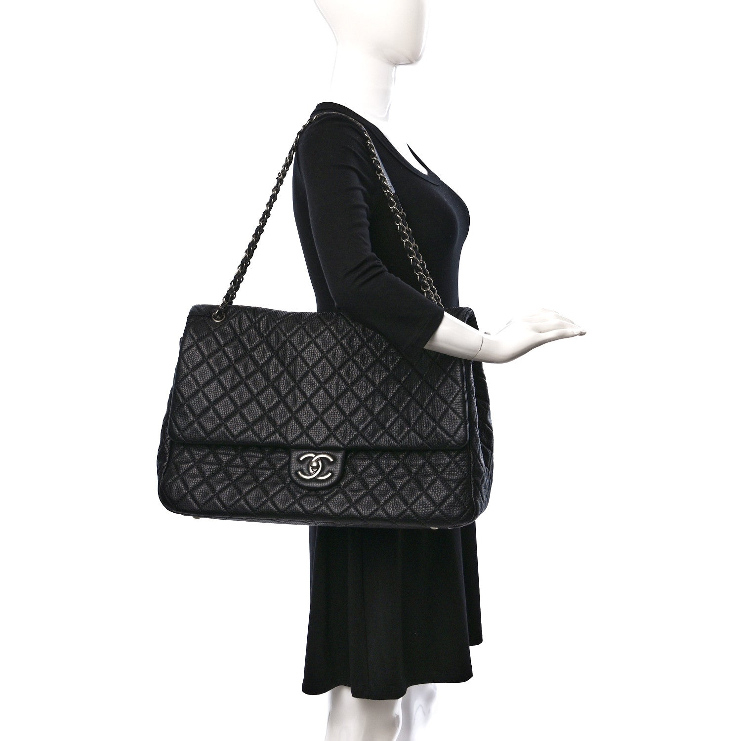 Chanel Calfskin Quilted XXL Travel Flap Bag Black 2 of 10
