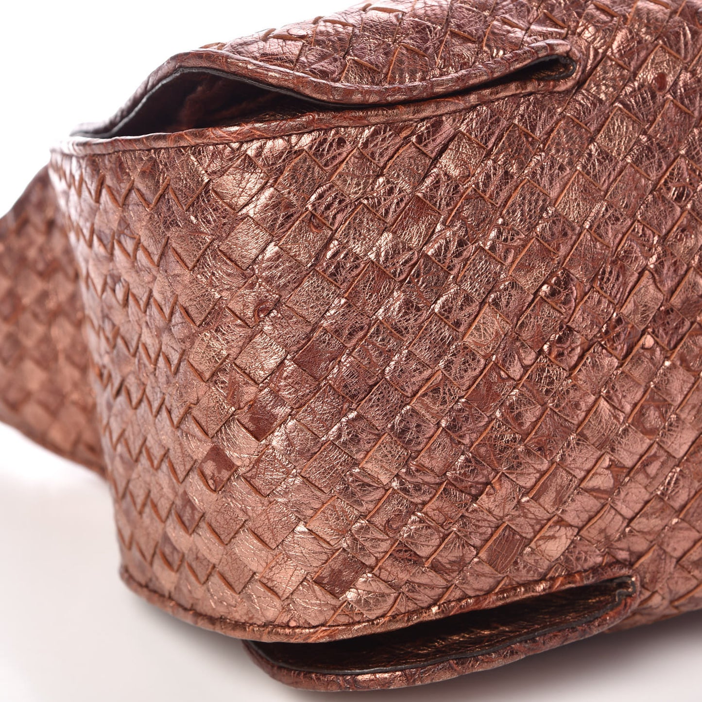 Metallic Ostrich Intrecciato Hobo Copper