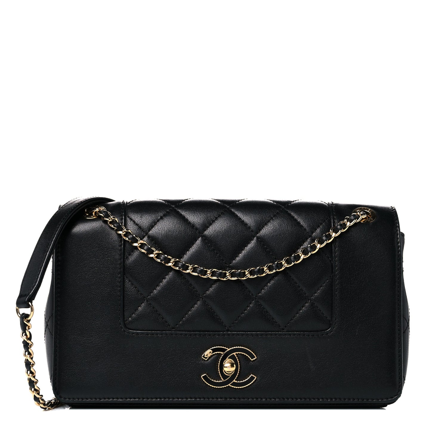 Sheepskin Quilted Medium Vintage Mademoiselle Flap Black