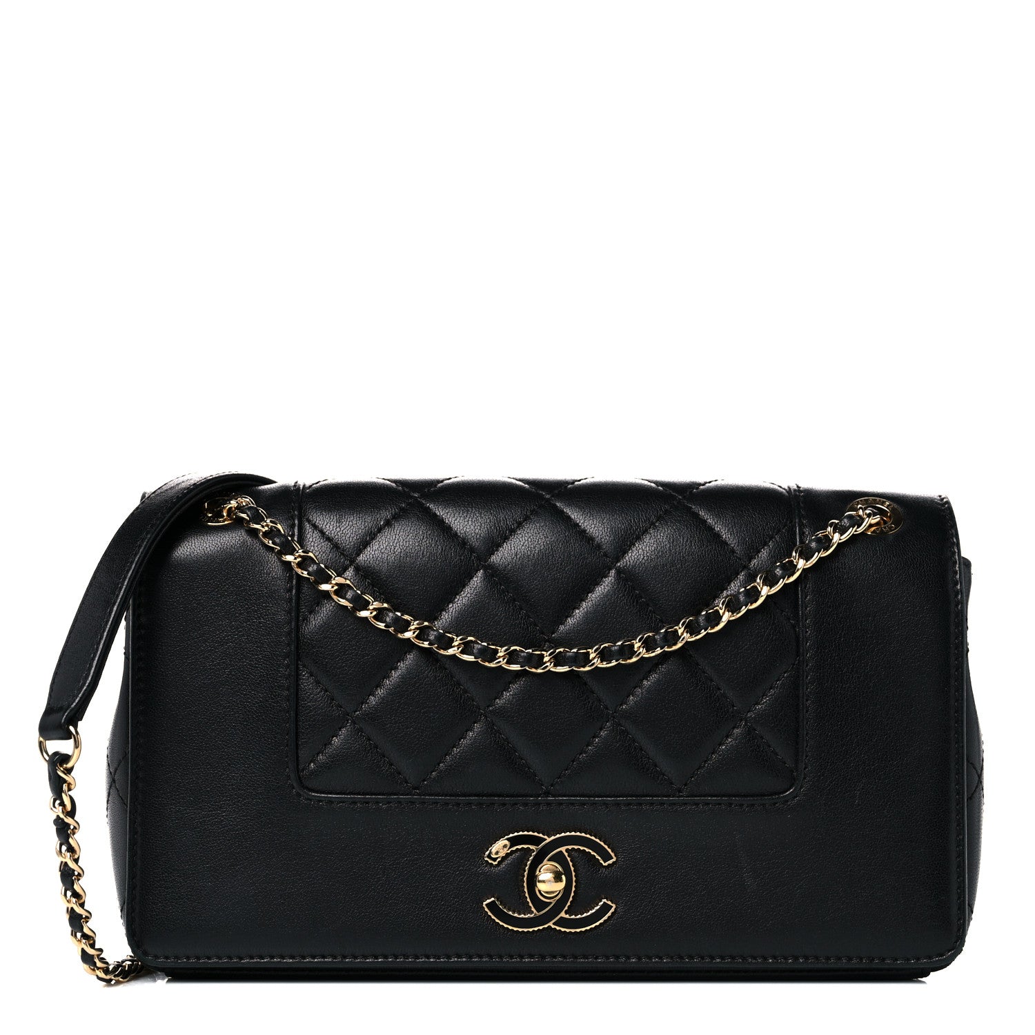 Chanel Sheepskin Quilted Medium Vintage Mademoiselle Flap Black 1 of 24