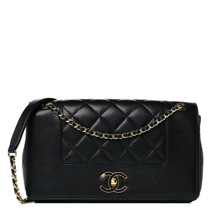 Chanel Sheepskin Quilted Medium Vintage Mademoiselle Flap Black 1 of 24