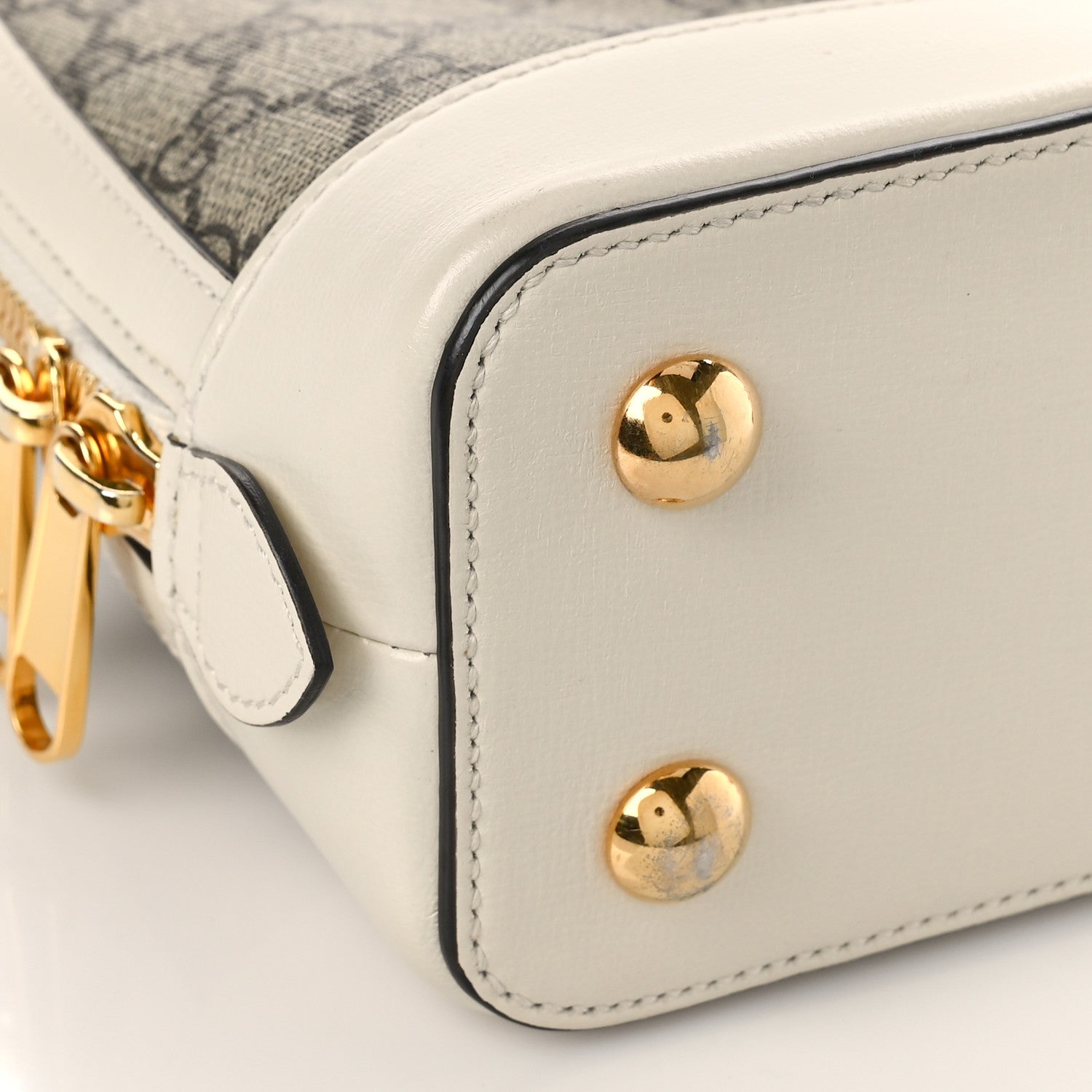 Gucci GG Supreme Monogram Azalea Calfskin Small Horsebit 1955 Top Handle Bag Beige Ebony Mystic White 8 of 9