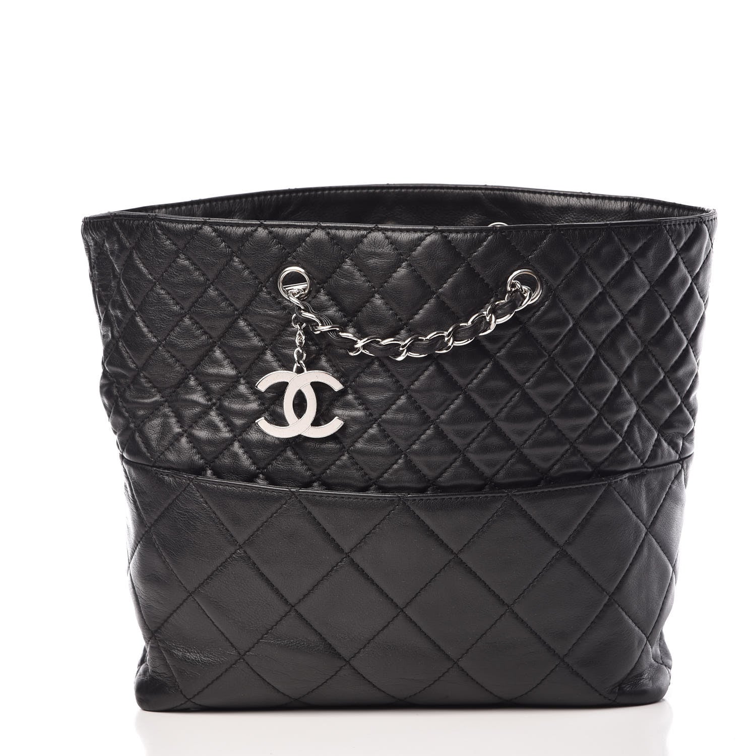 Chanel Calfskin Quilted In The Business North South Tote Black 1 of 9