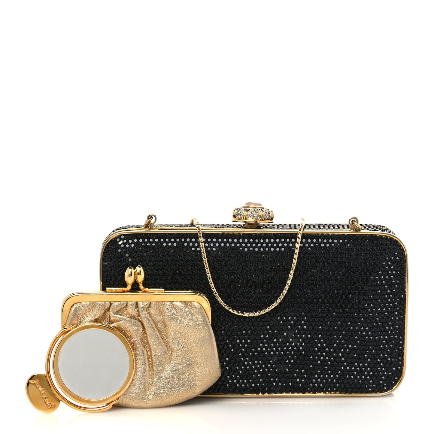 Swarovski Crystal Minaudiere Clutch Black