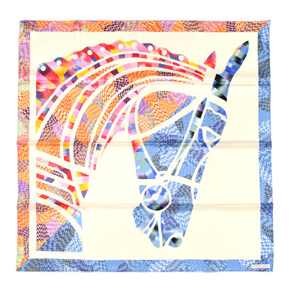 Hermes Silk Robe Du Soir Marble Scarf 90 White Rose Bleu 1 of 3