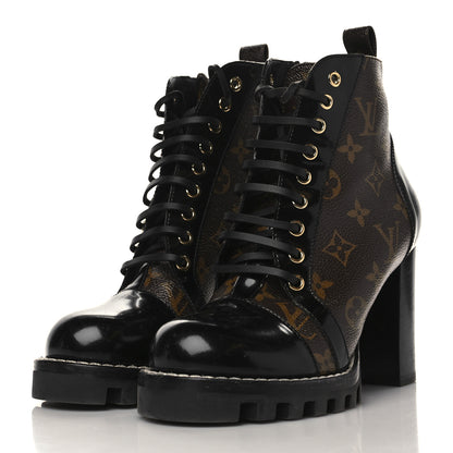 Louis Vuitton Patent Calfskin Monogram Star Trail Ankle Boots 37.5 Black 3 of 7