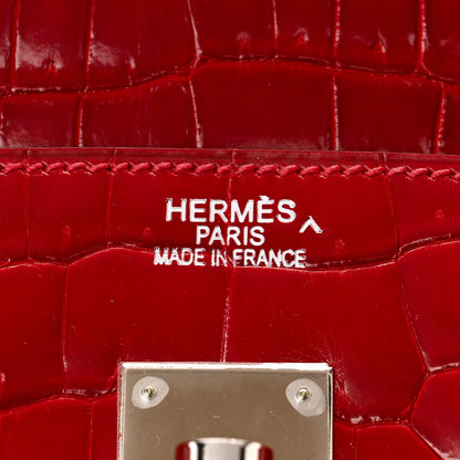 Hermes Shiny Porosus Crocodile Birkin 35 Rouge Vif 6 of 10