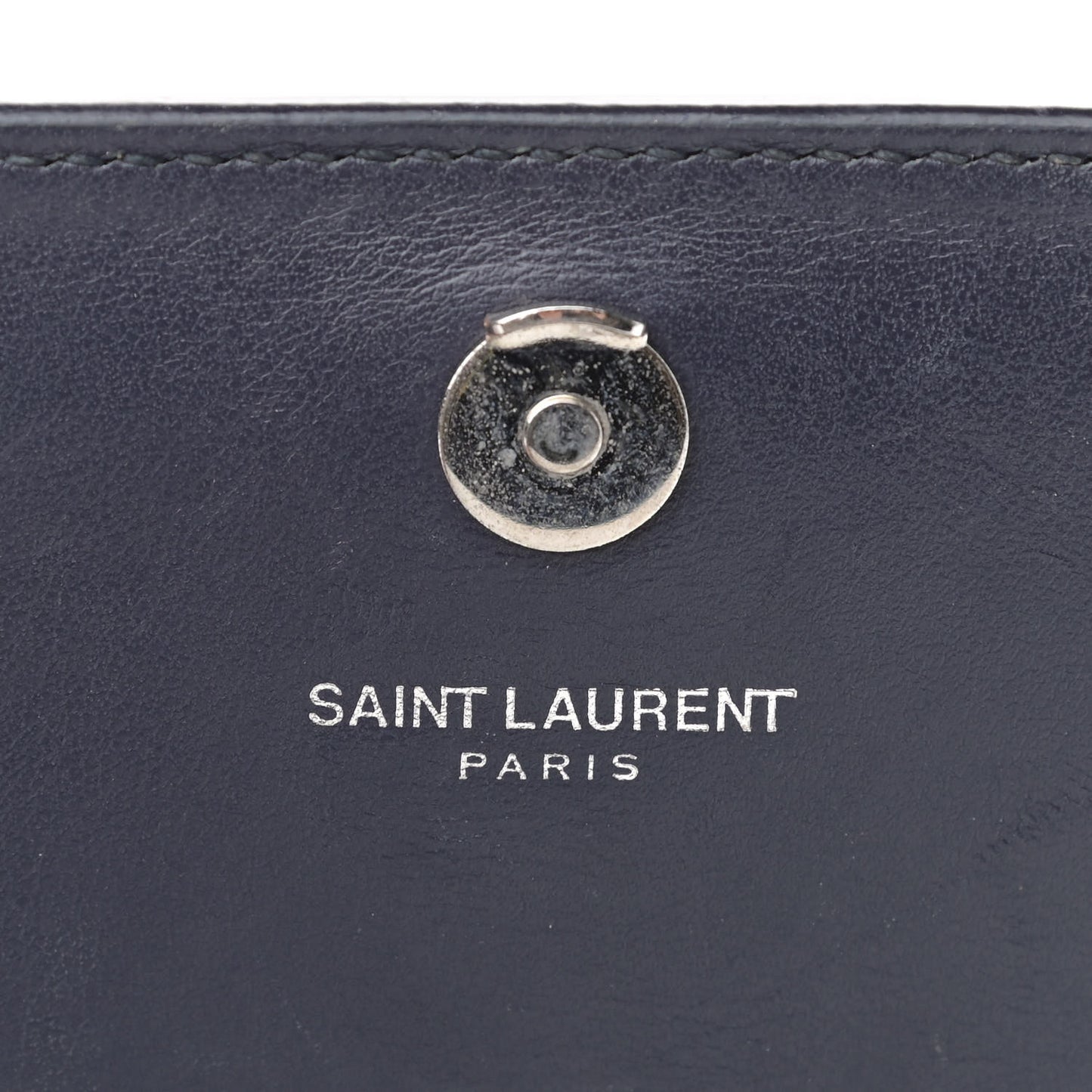 Calfskin Crocodile Embossed Monogram Sunset Chain Wallet Navy