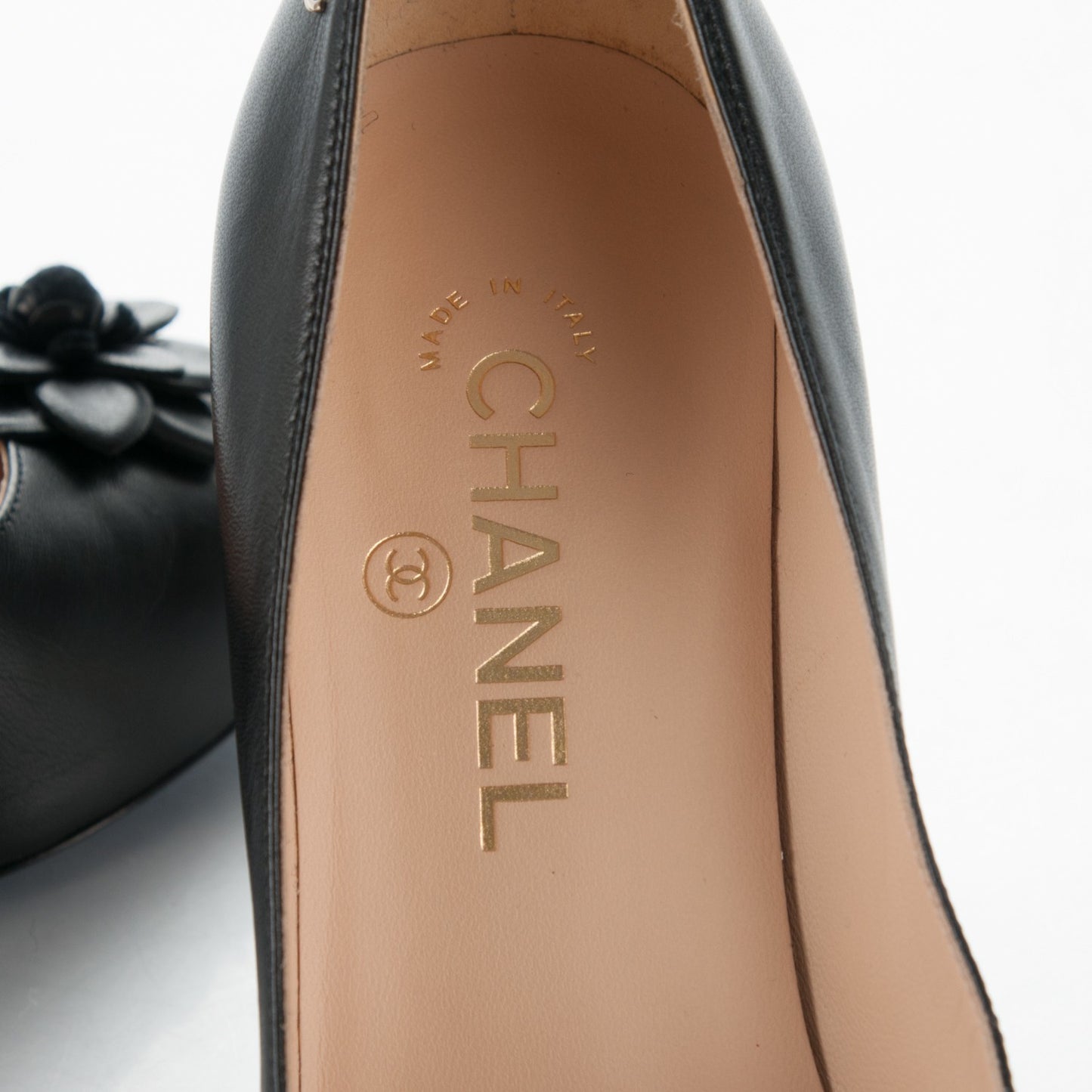 Lambskin Camellia Pumps 38.5 Black