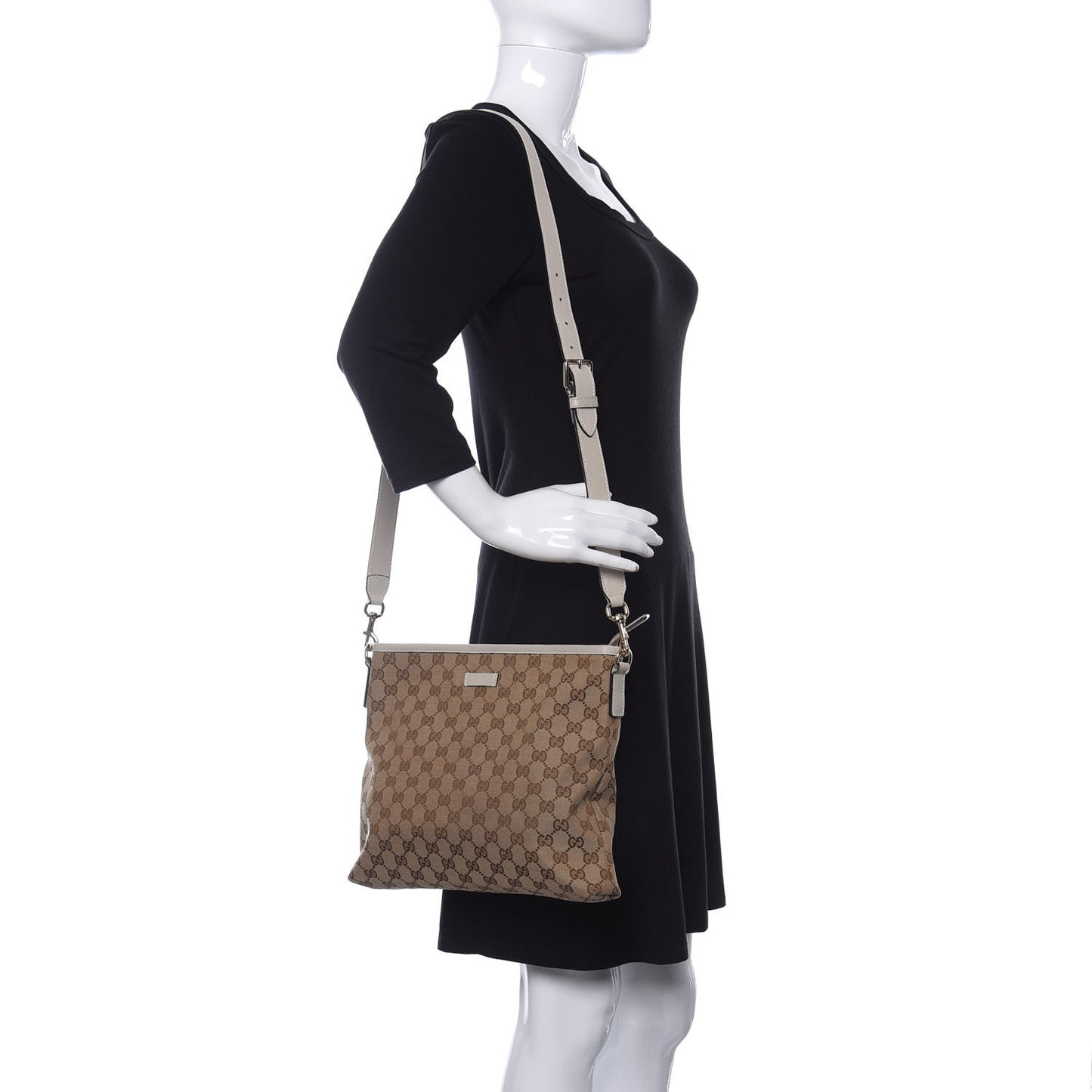 Monogram Medium Flat Messenger Bag Off White