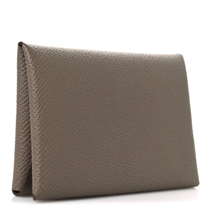 Hermes Epsom Calvi Duo Card Case Etoupe 3 of 7