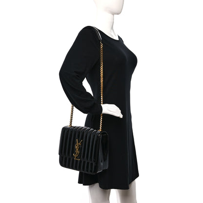 Saint Laurent Patent Matelasse Monogram Large Vicky Chain Bag Black 2 of 16