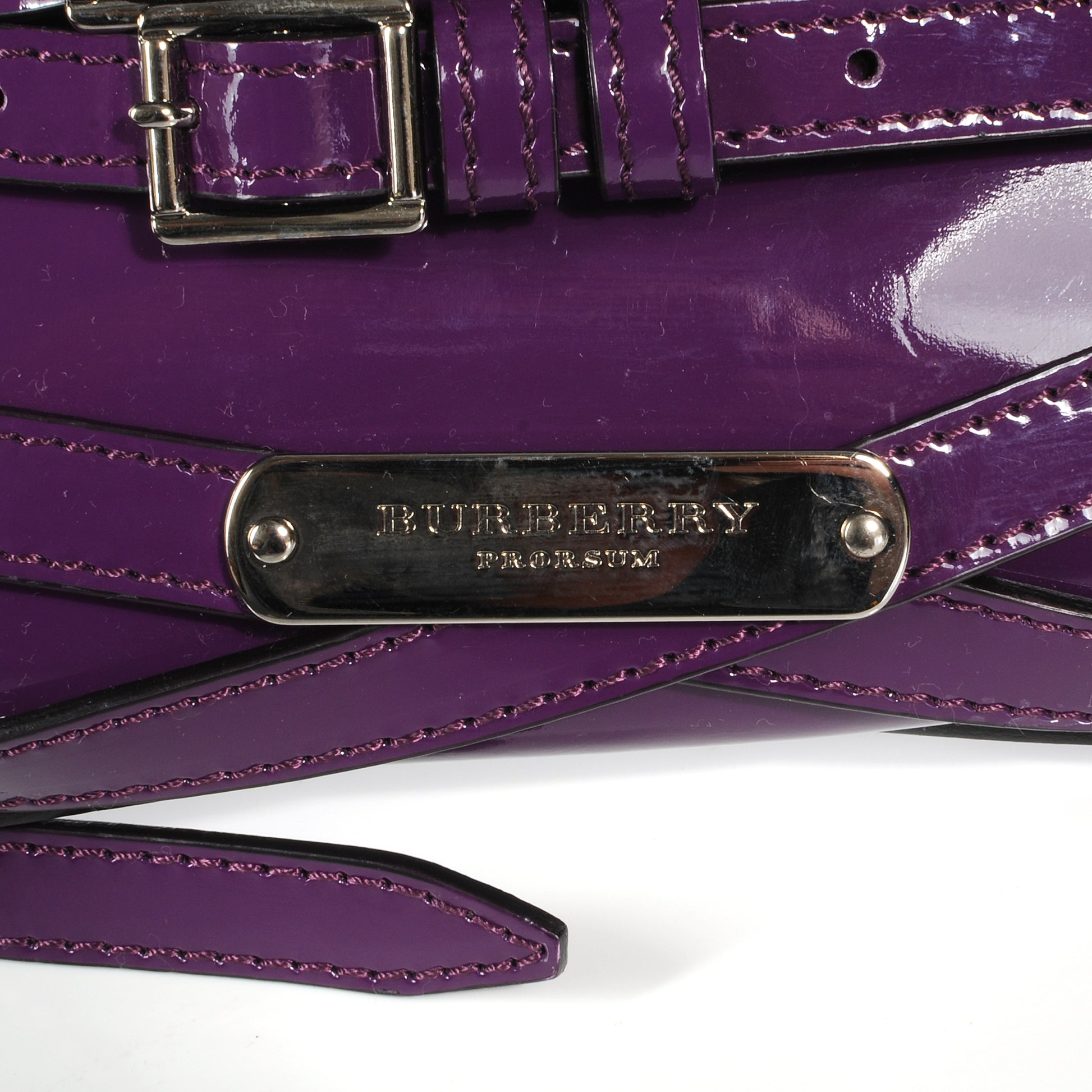 Burberry Patent Bridle Calfskin Clutch Bag Purple 5 of 9