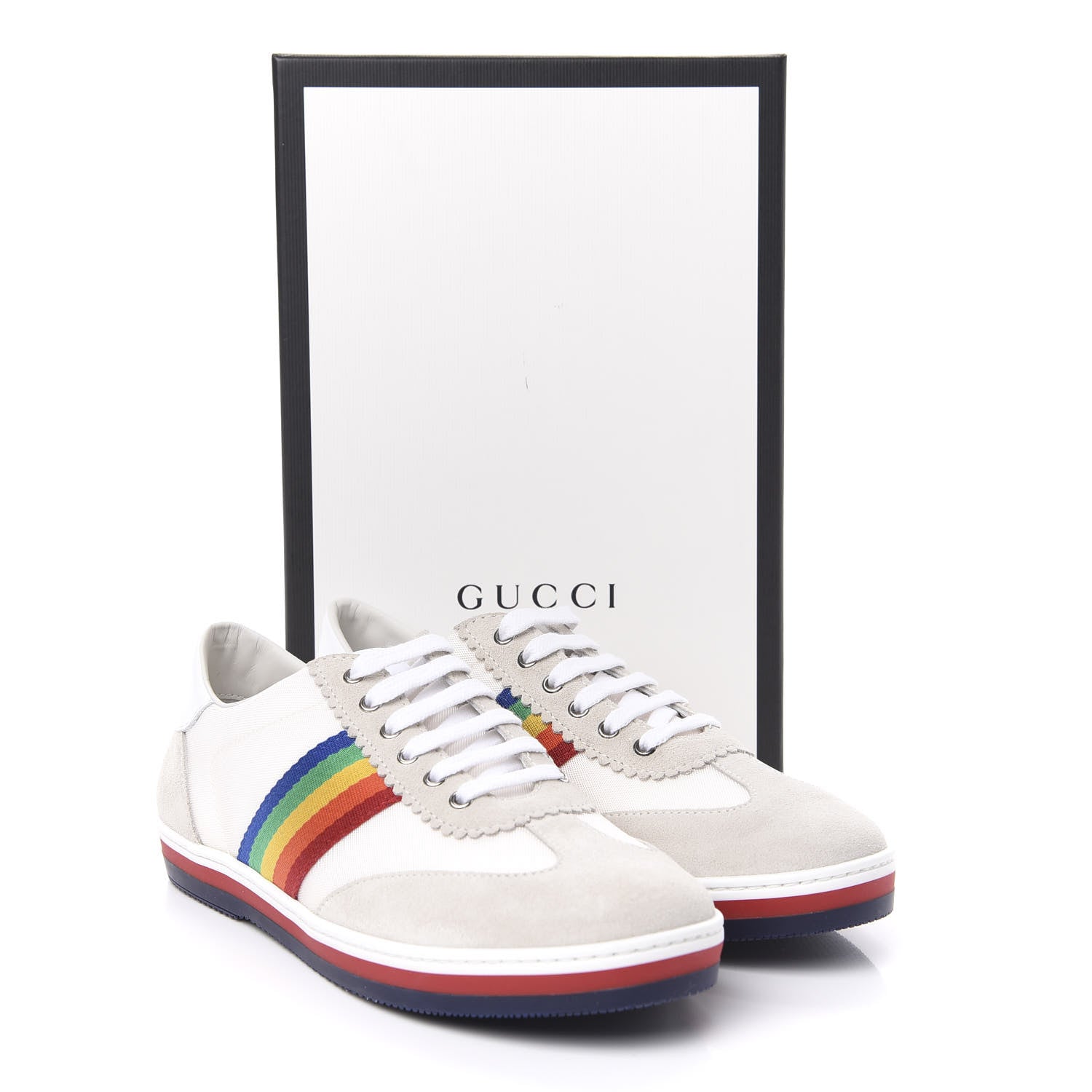 Gucci Suede Rainbow Womens G74 Sneakers 37 White 9 of 9