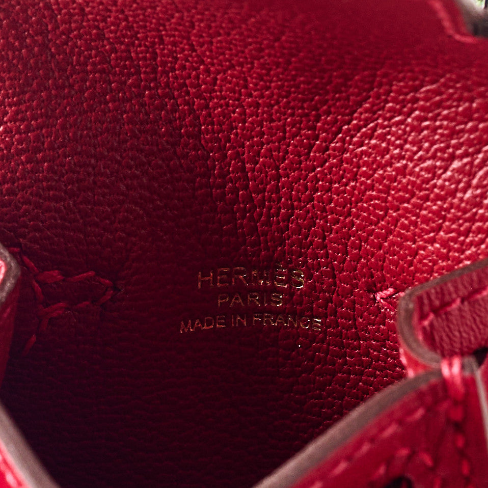 Tadelakt Mini Kelly Twilly Bag Charm Rouge Vif