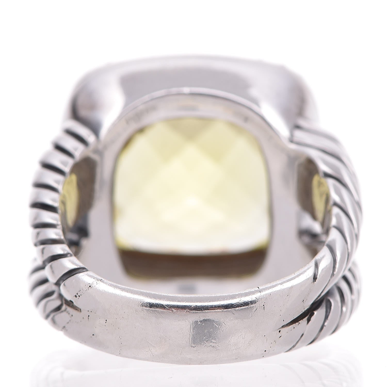 David Yurman Sterling Silver 18K White Gold Diamond Lemon Quartz 14mm Albion Ring 58 8.5 4 of 5