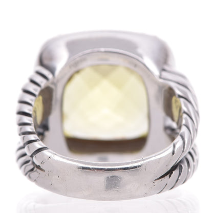David Yurman Sterling Silver 18K White Gold Diamond Lemon Quartz 14mm Albion Ring 58 8.5 4 of 5
