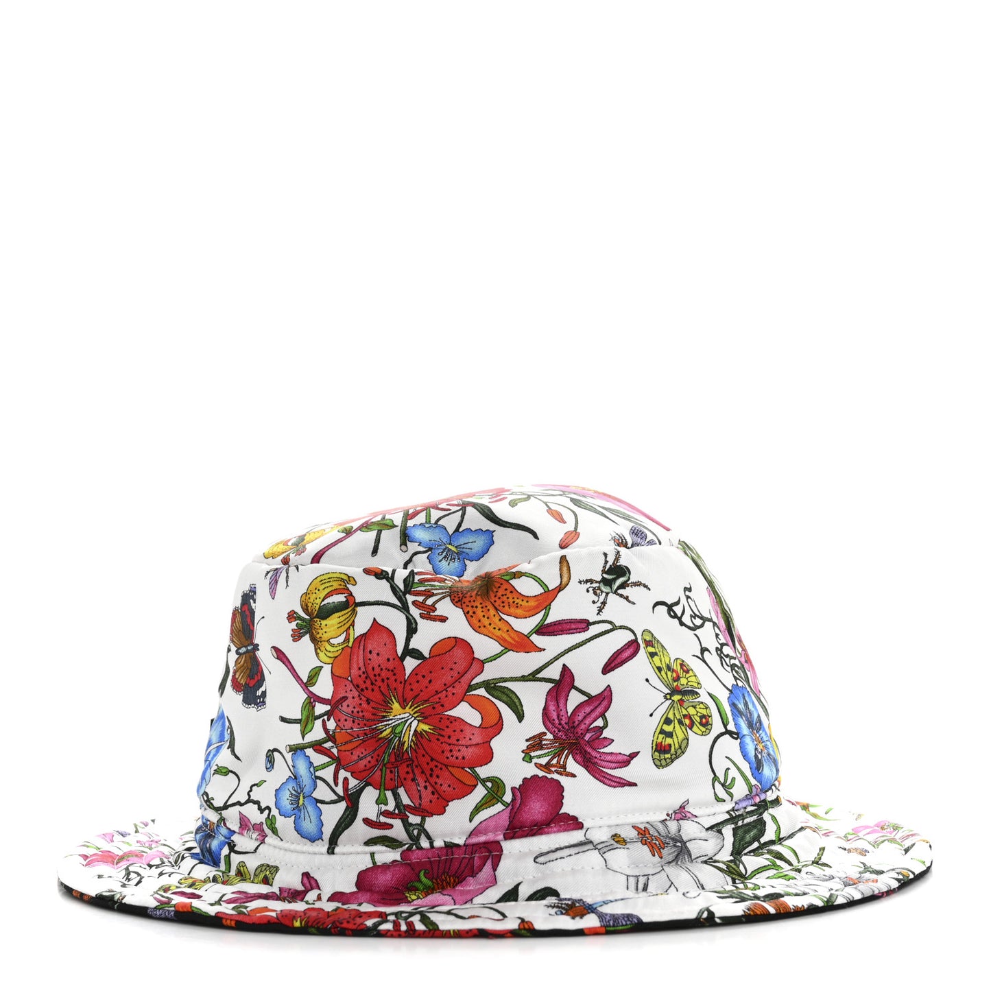 Printed Silk Flora Reversible Bucket Hat 58 Multicolor