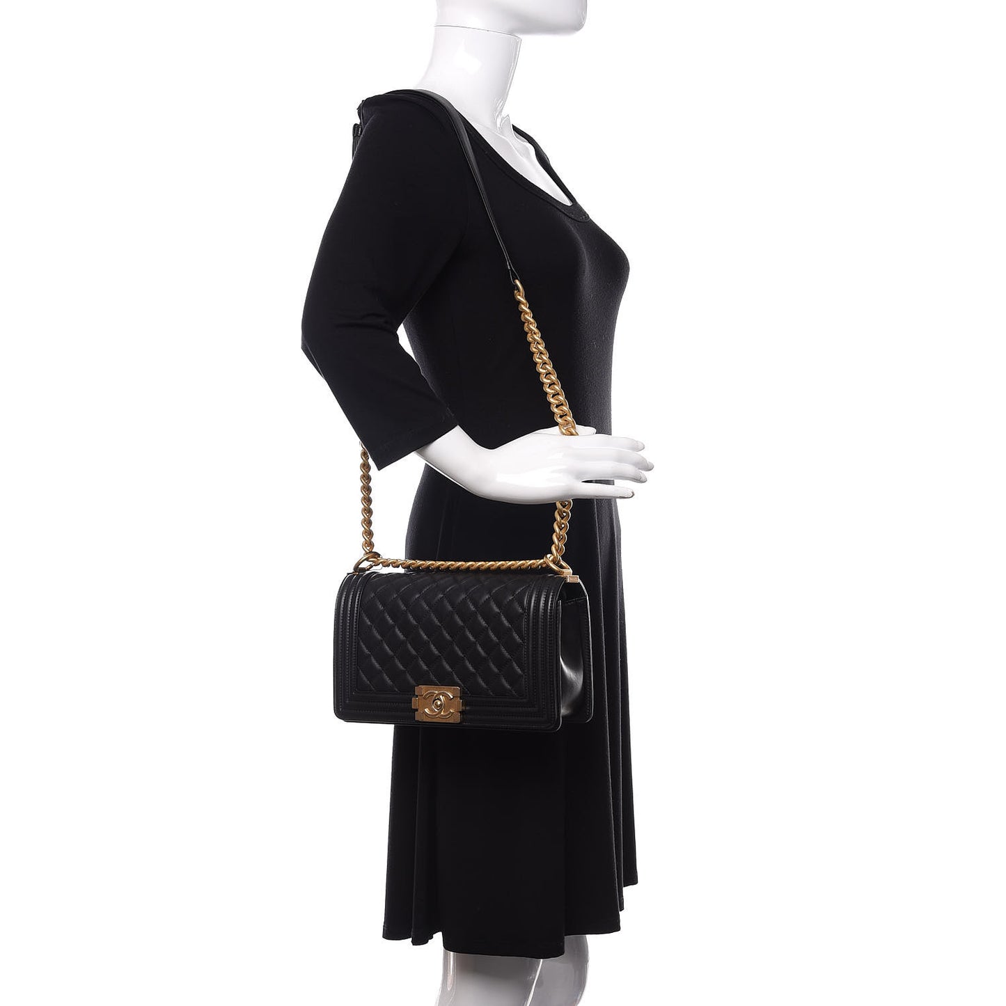 Calfskin Quilted Medium Boy Flap Black