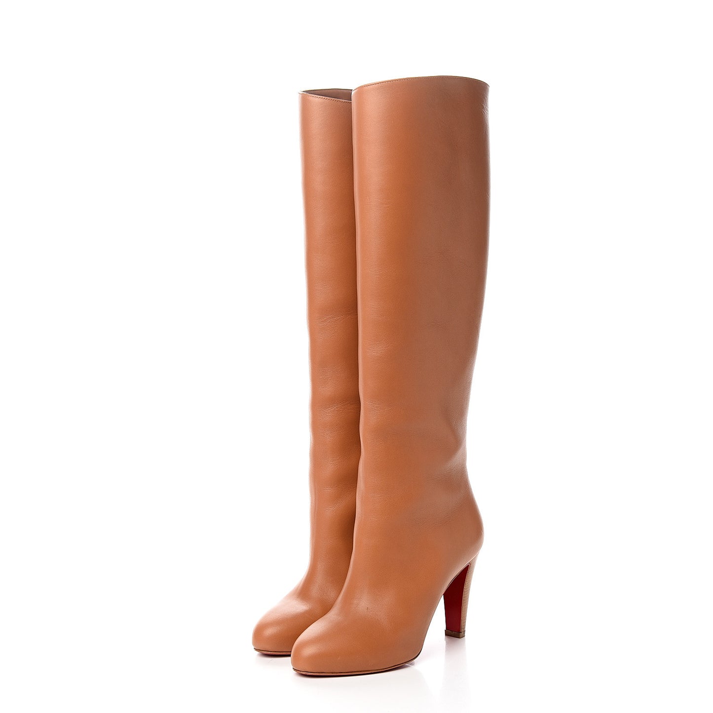 Calfskin Cuoio Dorififa 85 Knee High Boot 37 Beige Lucido