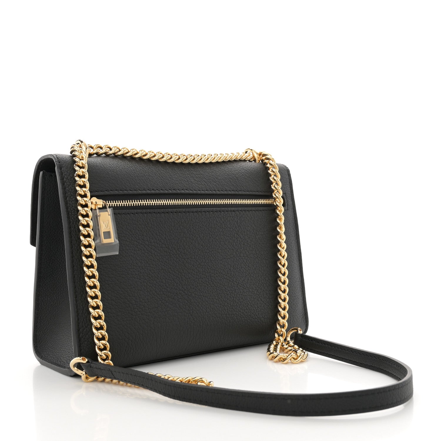 Louis Vuitton Soft Calfskin Mylockme Chain Bag BB Black Creme 3 of 10