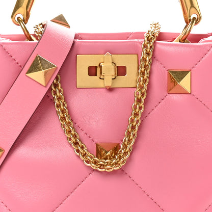 Valentino Garavani Nappa Small Roman Stud The Handle Bag Flamingo Pink 7 of 9