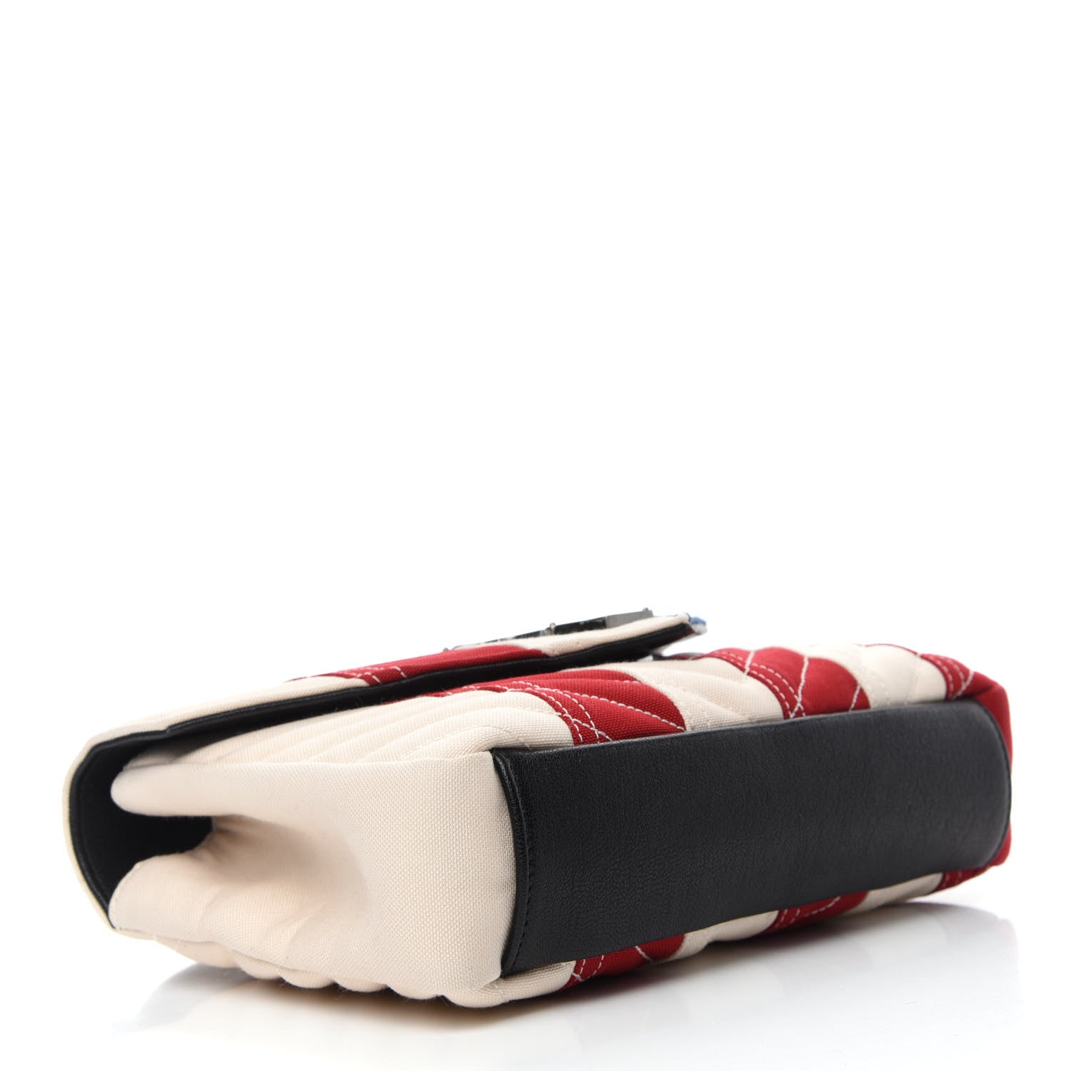 Saint Laurent Canvas Matelasse Chevron American Flag Monogram Medium College Bag Red Blue 4 of 11