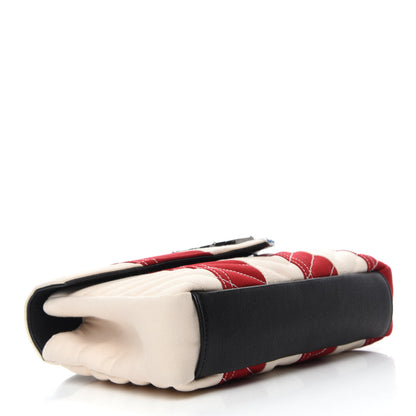 Saint Laurent Canvas Matelasse Chevron American Flag Monogram Medium College Bag Red Blue 4 of 11