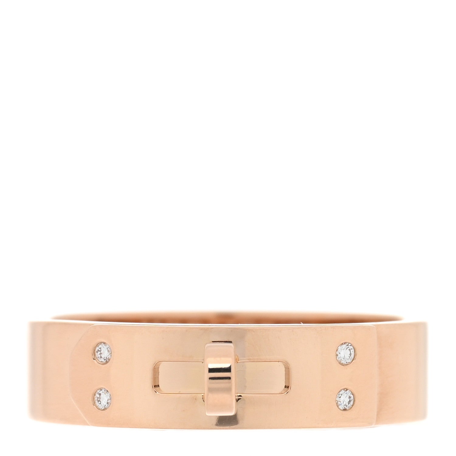 Hermes 18K Rose Gold Diamond PM Kelly Ring 54 7 1 of 4
