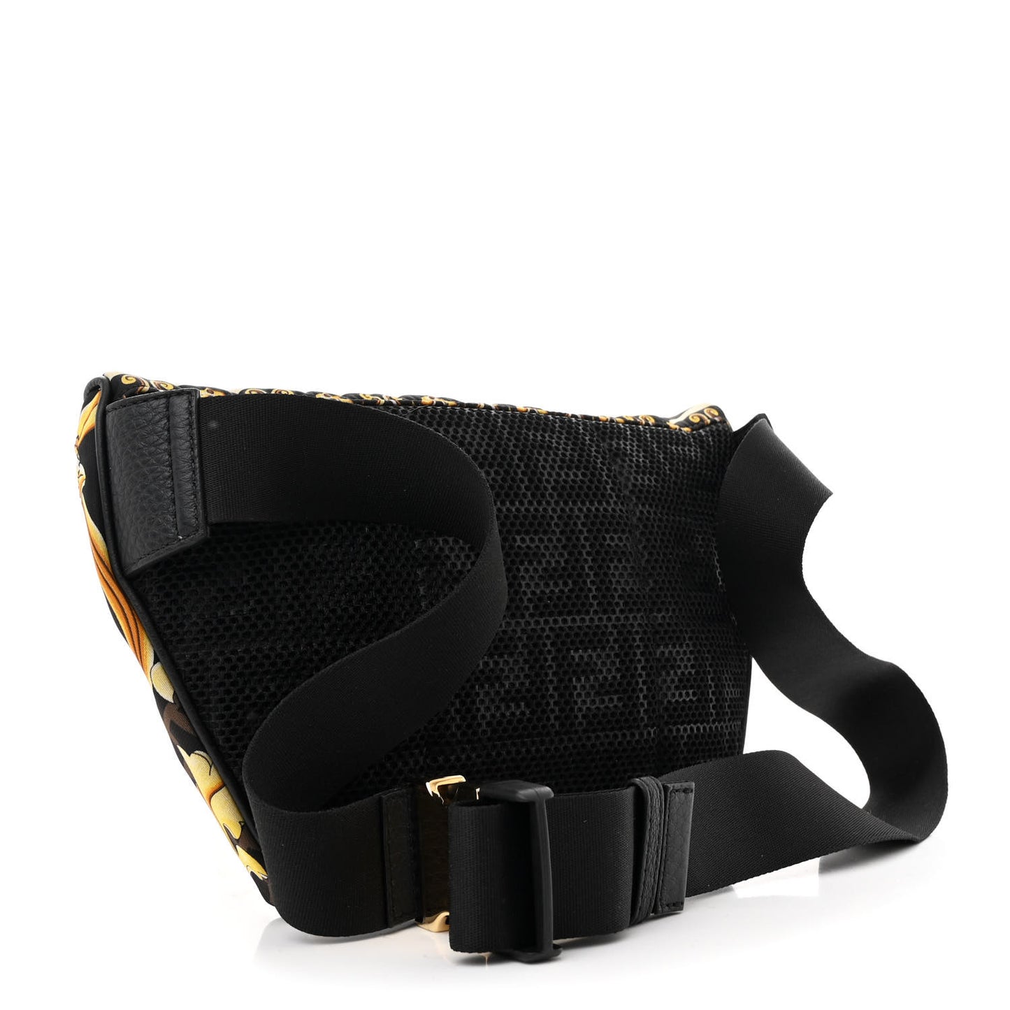 X VERSACE Nylon Cuoio Romano Fendace FF Baroque Belt Bag Black Gold